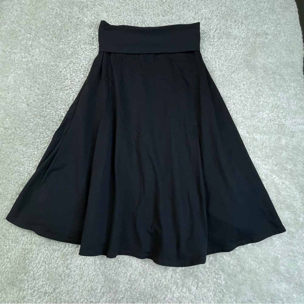 Patagonia black foldover waist midi skirt stretchy nylon spandex size small
